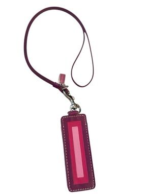 Coach Two-Tone Plum and Bright Pink Leather Lanyard tablet or phone accessories